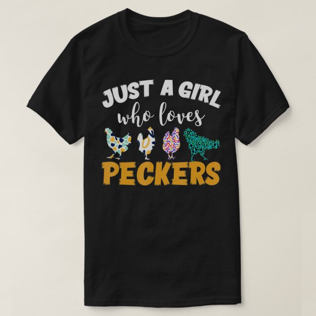 Bara en tjej som älskar hackspettar  t shirt (Design framsida)