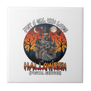 Bara en tjej som älskar Halloween Posttjänst Wicca Kakelplatta
