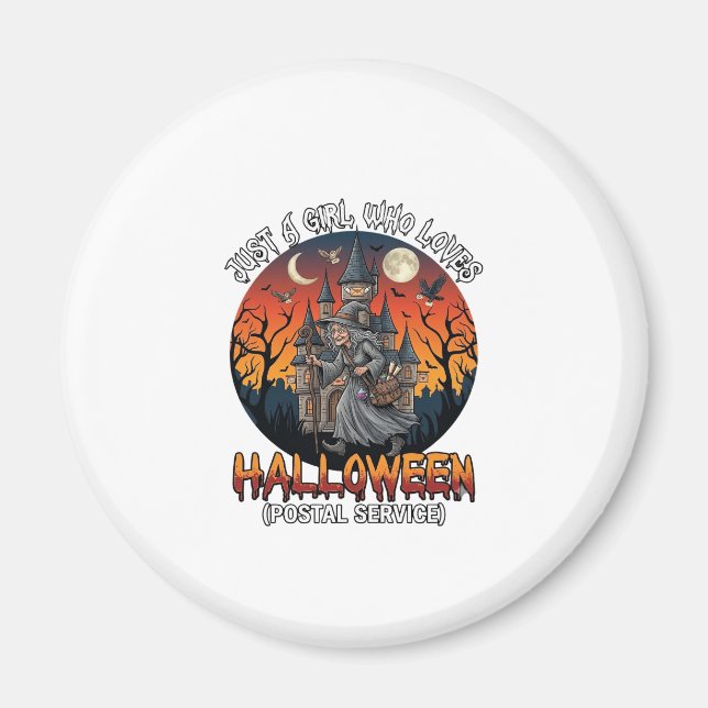 Bara en tjej som älskar Halloween Posttjänst Wicca Magnet (Framsidan)