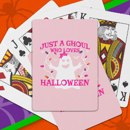 Bara en tjej som älskar Halloween Söt rosa spöke Casinokort