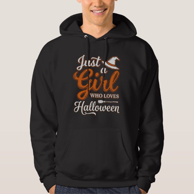 Bara en tjej som älskar Halloween Vector Design_1 Hoodie (Framsida)