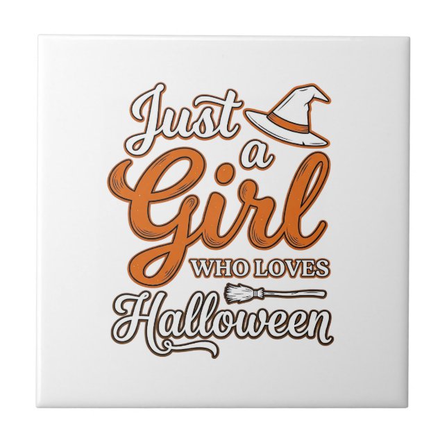 Bara en tjej som älskar Halloween Vector Design_1 Kakelplatta (Framsidan)