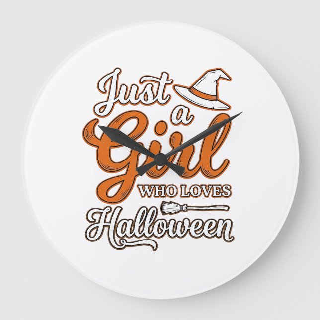 Bara en tjej som älskar Halloween Vector Design_1 Stor Klocka (Framsida)