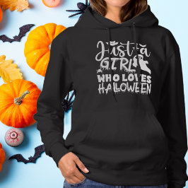 Bara en tjej som älskar Halloween Vit typografi T Shirt