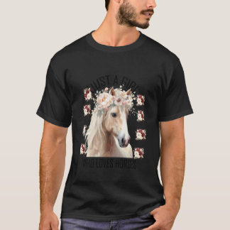 Bara en tjej som älskar hästar Blommig T Shirt
