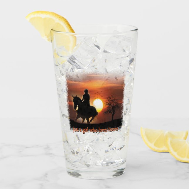 bara en tjej som älskar hästar glaskopp (Framsida Ice)