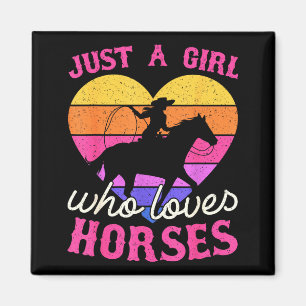 Bara en tjej som älskar hästar kvinnor cowgirl dju magnet
