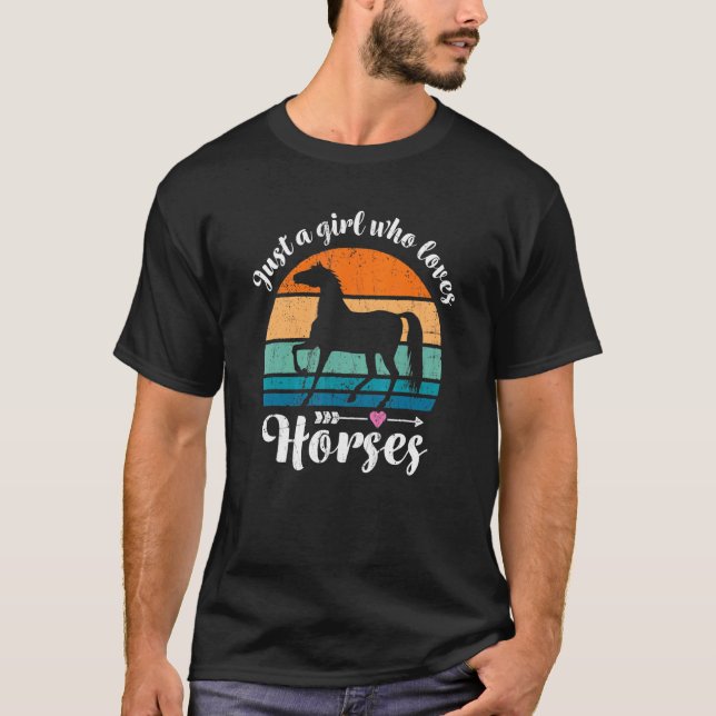 Bara en tjej som älskar hästar Ridning Häst T Shirt (Framsida)