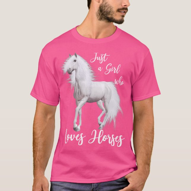 Bara en tjej som älskar hästar ridning t shirt (Framsida)