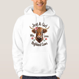 Bara en tjej som älskar Highlandkor Vintage blommi Hoodie