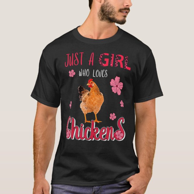 Bara en tjej som älskar höns  Leoparder blommor T Shirt (Framsida)