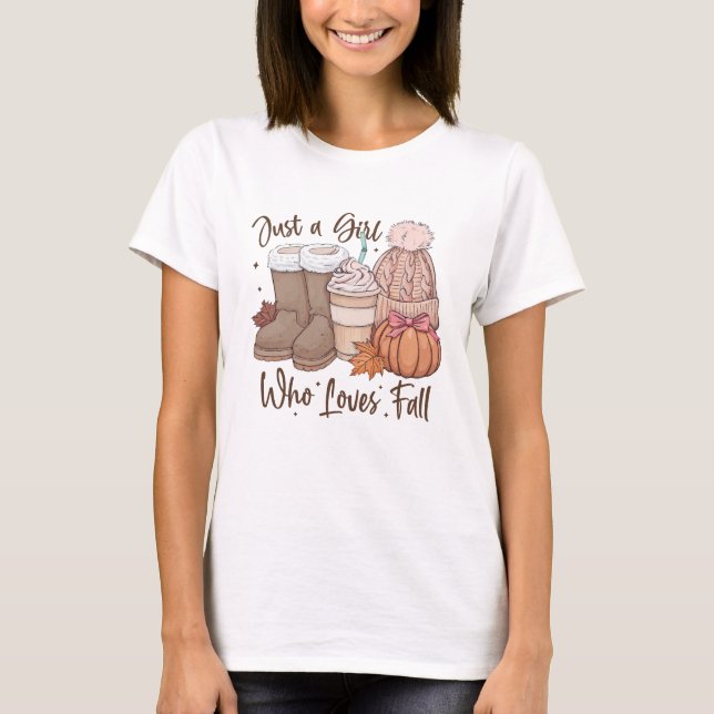 Bara en tjej som älskar höst mysig höst t shirt (Framsida)