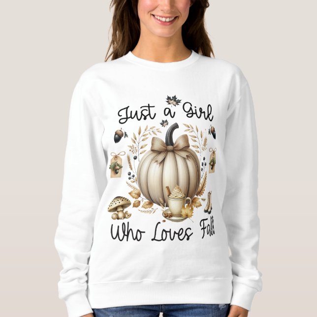 Bara en tjej som älskar höst mysig höstsäsong t shirt (Framsida)