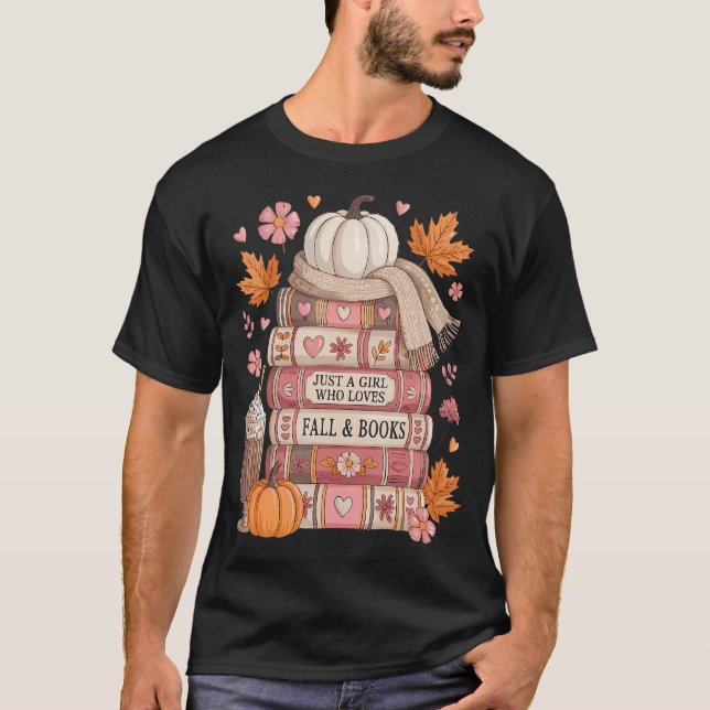 Bara en tjej som älskar höst och böcker Höstböcker T Shirt (Framsida)