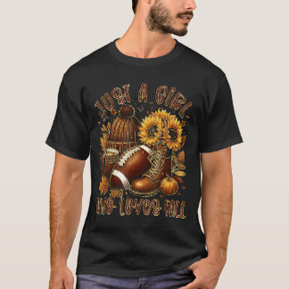 Bara en tjej som älskar höstfotboll solros höst t shirt