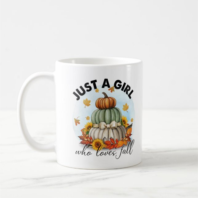 Bara en tjej som älskar höstpersonligad kaffemugg (Vänster)