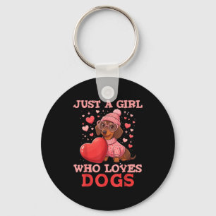Bara en tjej som älskar hundar söt dachshund husdj nyckelring