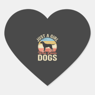 Bara en tjej som älskar hundar Vintage hundälskare Hjärtformat Klistermärke