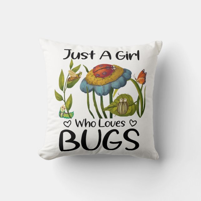 Bara en tjej som älskar insekter kudde (Framsida)