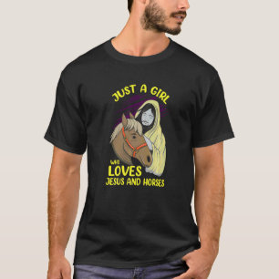 Bara En Tjej Som älskar Jeses Och Hästar  Häst Rid T Shirt