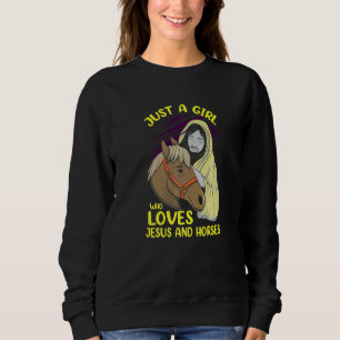 Bara En Tjej Som älskar Jeses Och Hästar  Häst Rid T Shirt