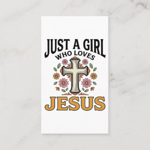 Bara en tjej som älskar Jesus blommig kors skjorta Visitkort