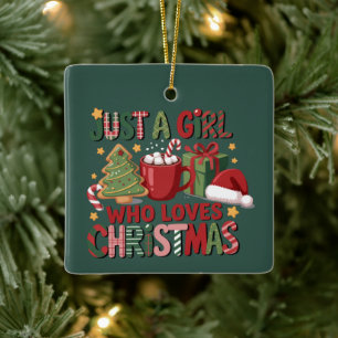 Bara en tjej som älskar jul älskare högtid  julgransprydnad keramik