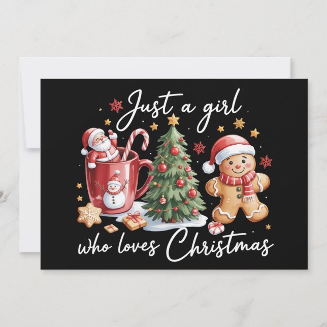 Bara en tjej som älskar jul Coquette-båge  Julkort (Framsida)