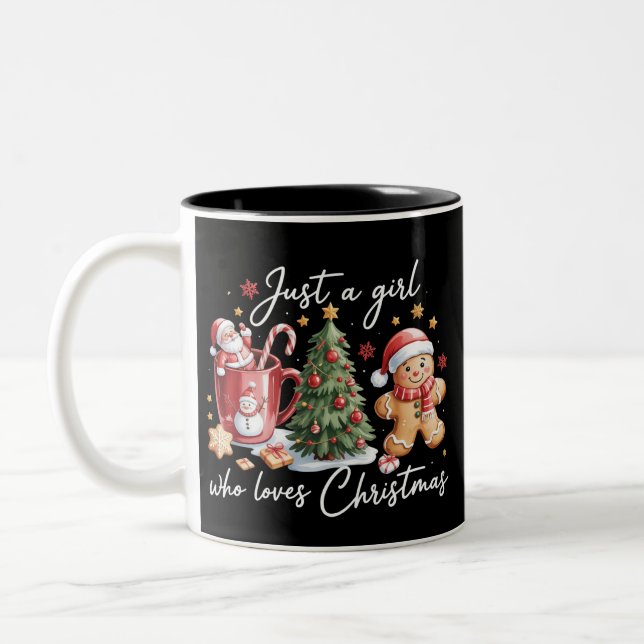 Bara en tjej som älskar jul Coquette-båge  Två-Tonad Mugg (Vänster)