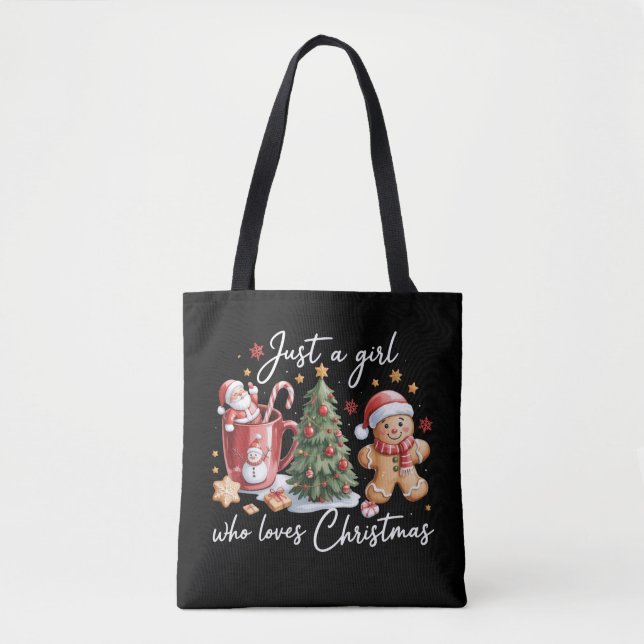 Bara en tjej som älskar jul Coquette-båge  Tygkasse (Framsida)