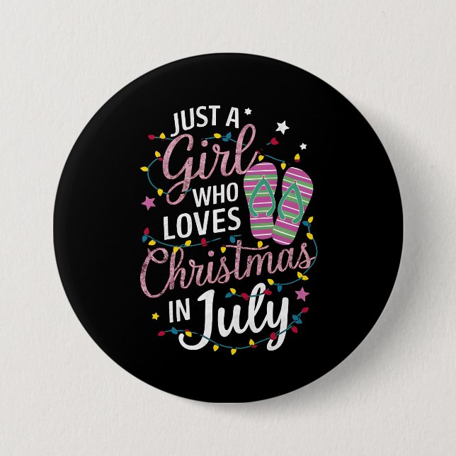 Bara en tjej som älskar jul i juli sommar knapp (Framsida)
