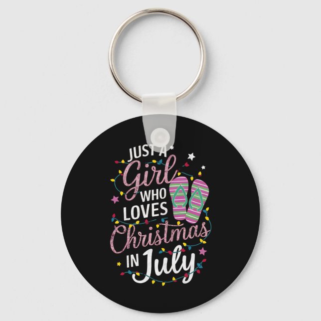 Bara en tjej som älskar jul i juli sommar nyckelring (Framsida)
