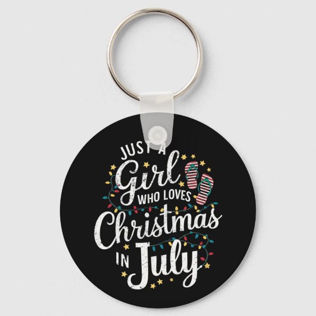 Bara en tjej som älskar jul i juli sommar nyckelring (Framsida)