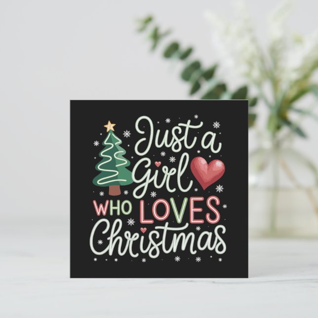 Bara en tjej som älskar jul Xmas-älskare vinter Julkort (Stående Fram)