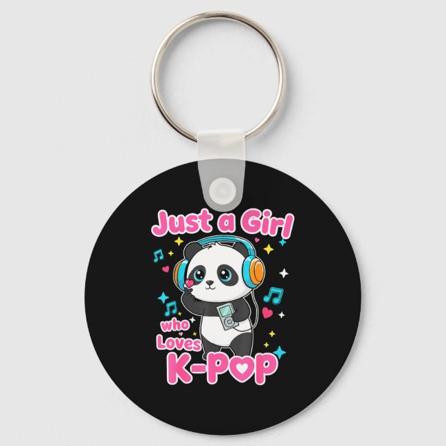 Bara en tjej som älskar K-p Söt Panda  Nyckelring (Framsida)