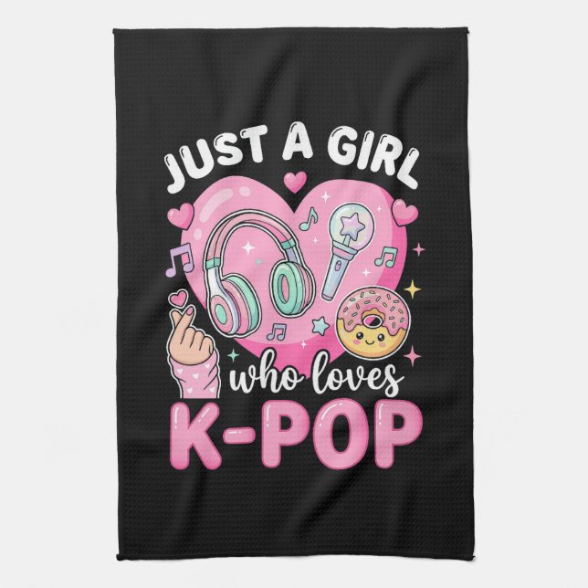 Bara en tjej som älskar K-Pop Kökshandduk (Vertikal)