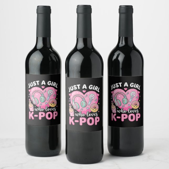 Bara en tjej som älskar K-Pop Vinflaska Etikett (Flaskor)