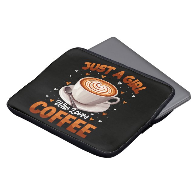 Bara en tjej som älskar kaffe laptop fodral (Framsida topp)