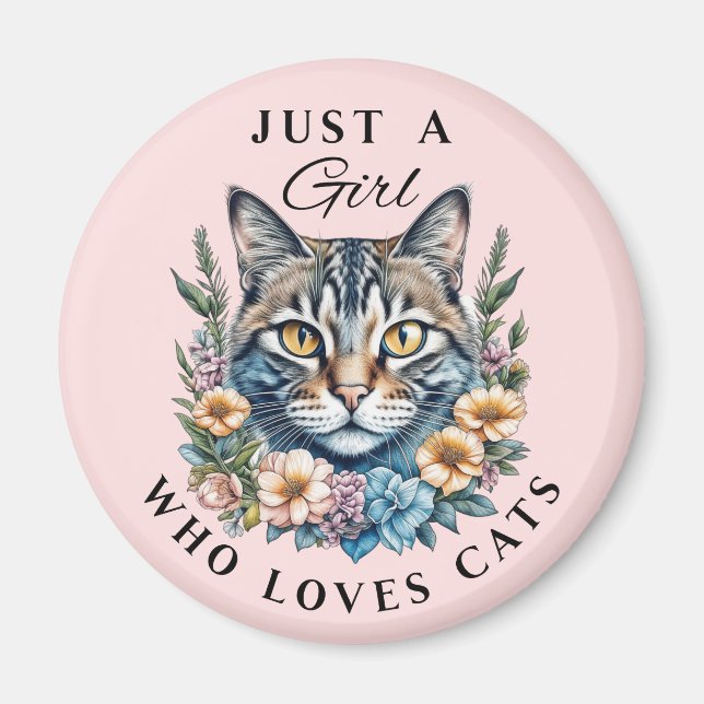 Bara en tjej som älskar katter  magnet (Framsidan)