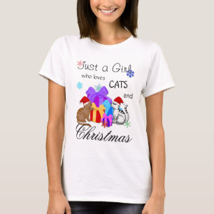 Bara en tjej som älskar katter och jul t shirt