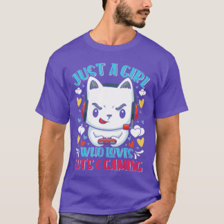 Bara en tjej som älskar katter och spelande Kvinnl T Shirt
