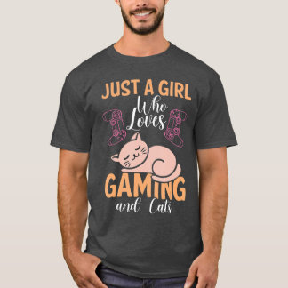 Bara en tjej som älskar katter och spelande Spelka T Shirt