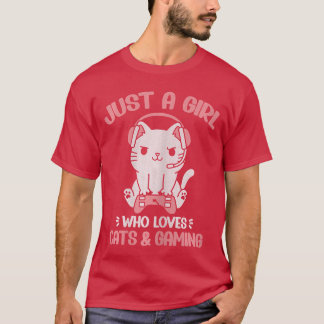 Bara en tjej som älskar katter och spelning Söt sp T Shirt