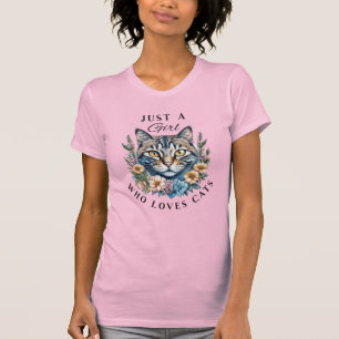 Bara en tjej som älskar katter t shirt