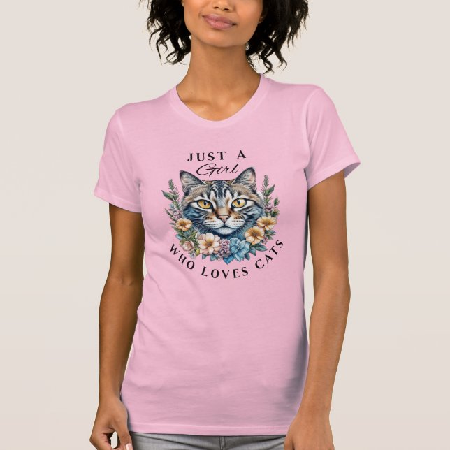 Bara en tjej som älskar katter   t shirt (Framsida)