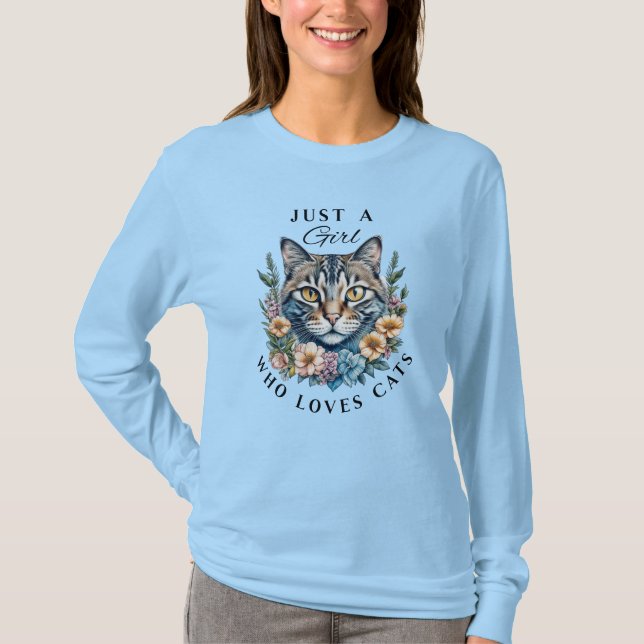 Bara en tjej som älskar katter   t shirt (Framsida)