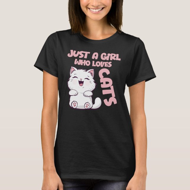Bara en tjej som älskar katter  t shirt (Framsida)