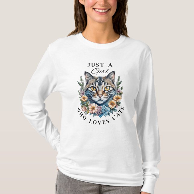 Bara en tjej som älskar katter   t shirt (Framsida)