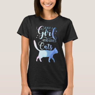 Bara en tjej som älskar katter Vattenfärg Söt mamm T Shirt