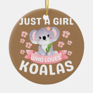 Bara en tjej som älskar koalabjörn pappa mamma poj julgransprydnad keramik